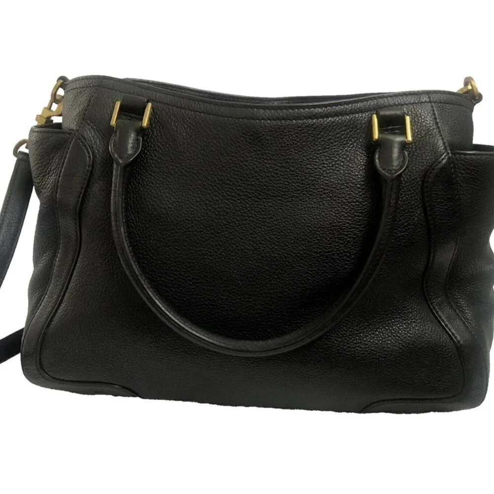Tory Burch handbag Black Leather Purse Shoulderbag Tote Satchel